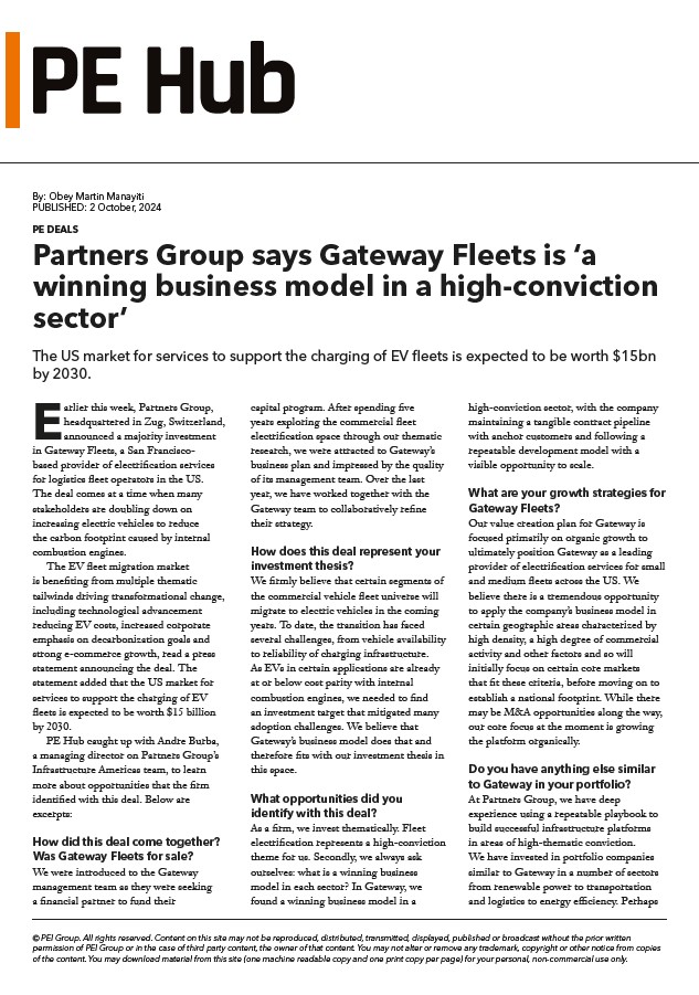 Partners Group says Gateway Fleets is a winning business model